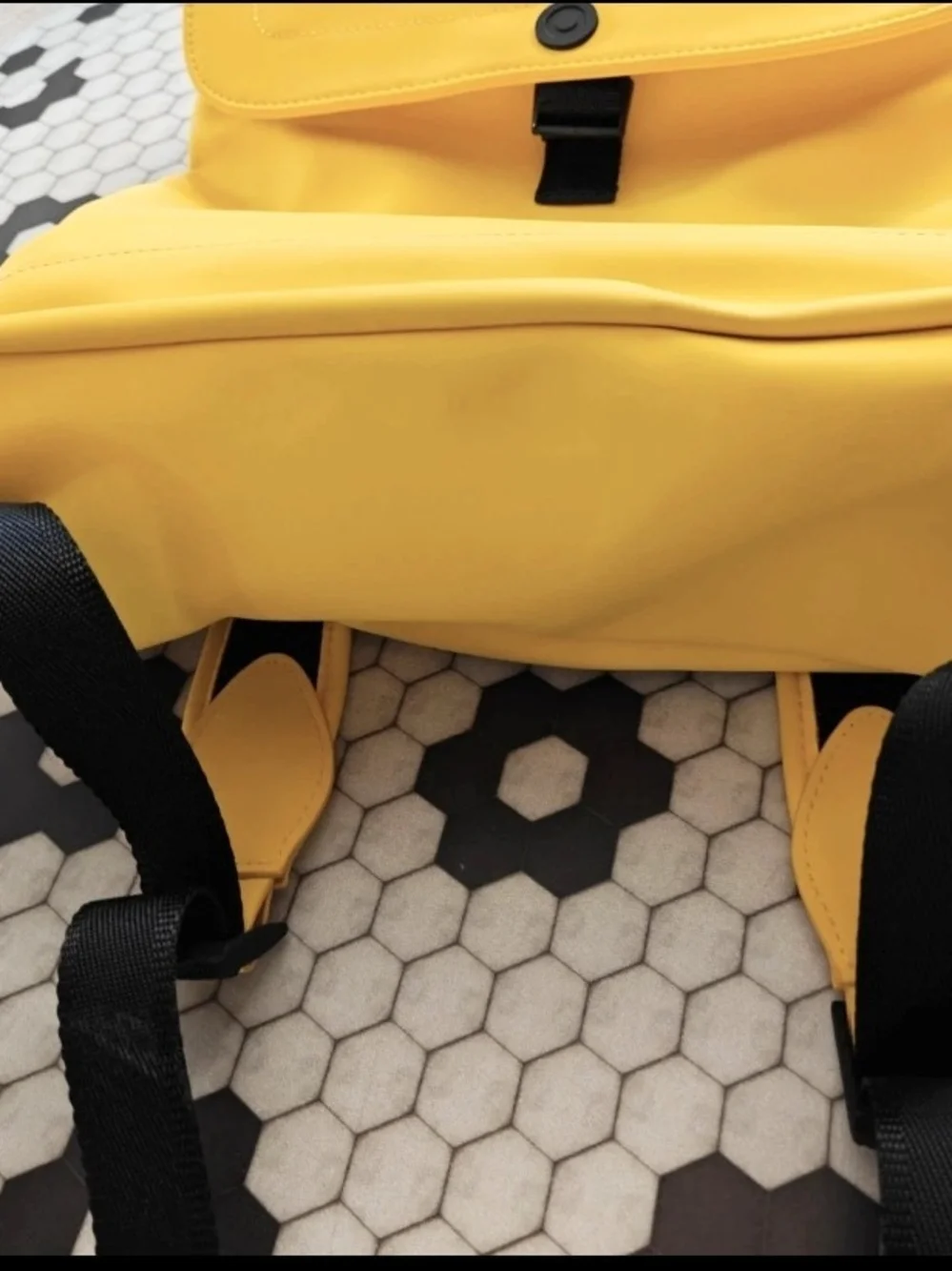 Hunter Bright Yellow Roll-Top Backpack with Black Straps